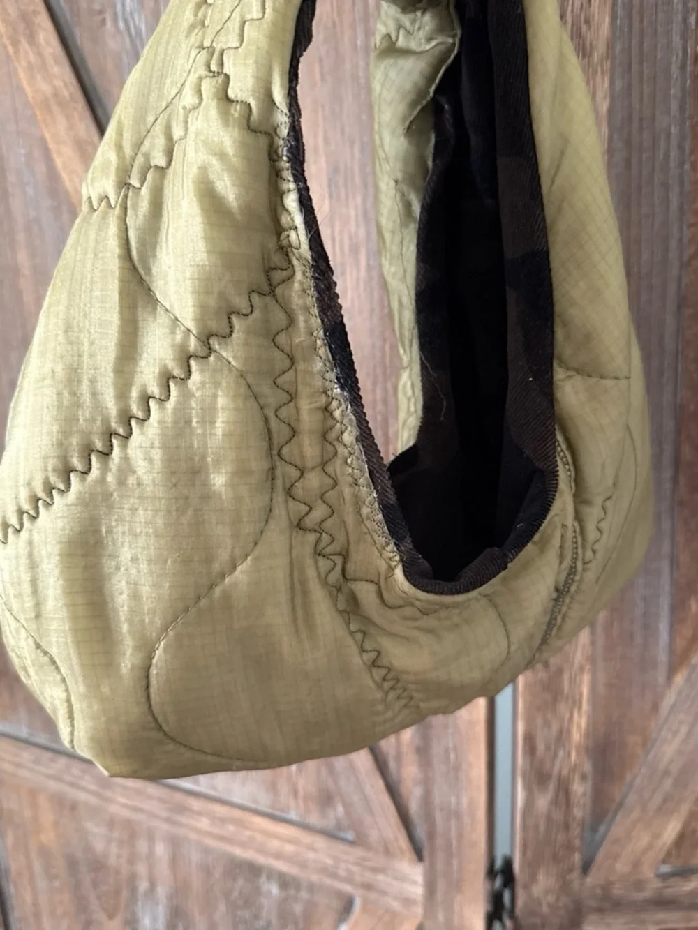 Quilted Olive Green Shoulder Bag